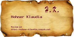 Hohner Klaudia névjegykártya